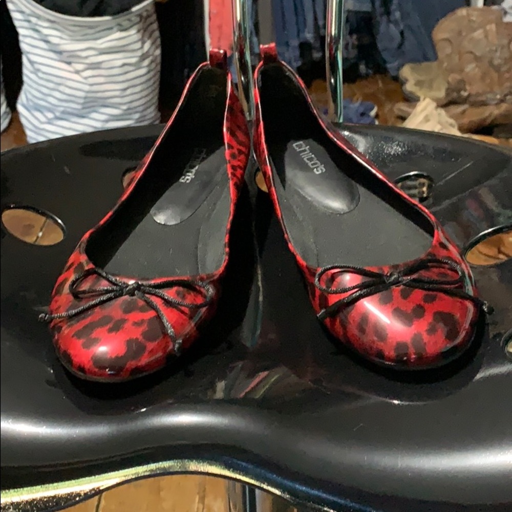 Chico’s Red & black leopard ballet flats